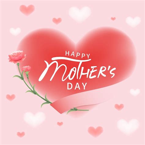 Premium Vector Pink Vector Happy Mothers Day Card With Carnations And