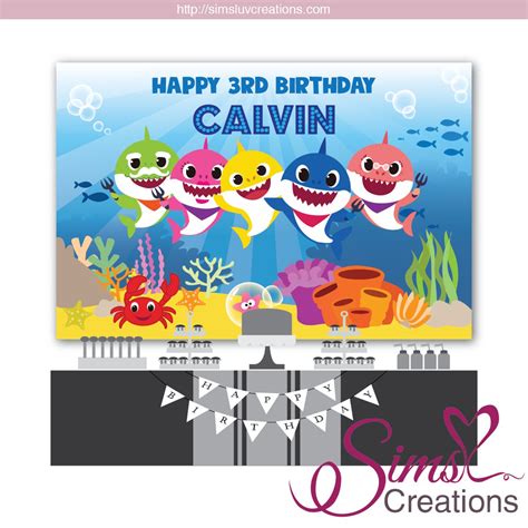 Pinkfong Baby Shark Party Backdrop Birthday Poster Shopee Malaysia