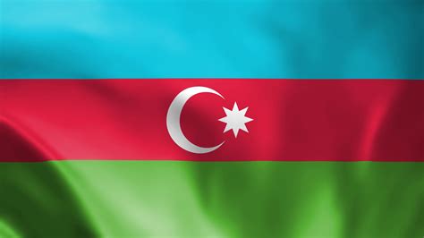 Azerbaijani flag waving close-up in the wind, video of the national ...