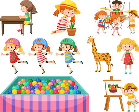 Set of different cute kids and objects 8615424 Vector Art at Vecteezy