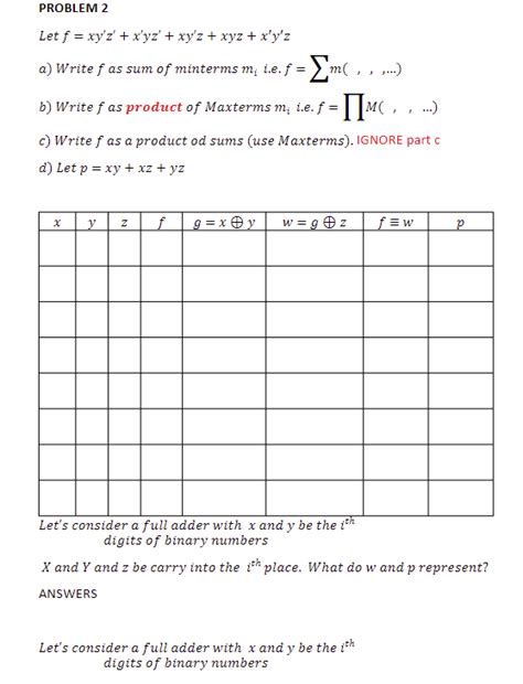 Solved Problem 2 2 Let F Xy Z X Yz Xy Z Xyz