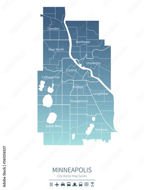 minneapolis map. us city vector map. Stock Vector | Adobe Stock