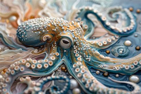 Vibrant Octopus Art Detailed Marine Life Illustration Perfect For