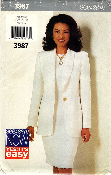 3987 Misses Dress Jacket Loose Fit Long Jacket See Sew Etsy Miss