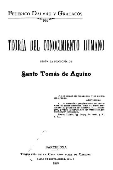 Teoría Del Conocimiento Humano Según La Filosofía De Santo Tomás De