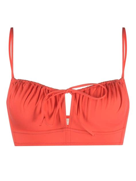 Ulla Johnson Deia Ruched Bikini Top Orange Editorialist