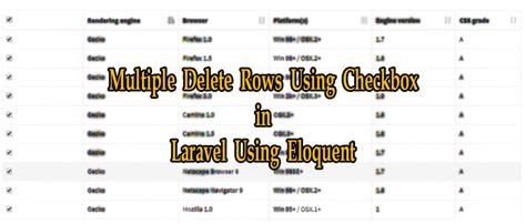 Delete Multiple Rows Using Checkbox In Php Laravel Using Eloquent