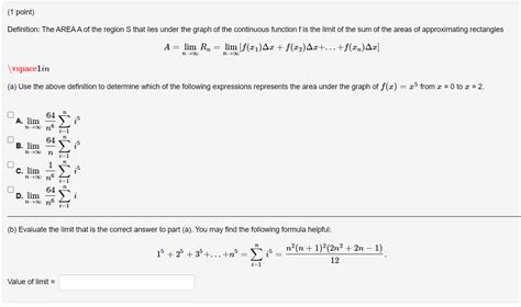 Solved Alimn→∞rnlimn→∞ Fx1Δxfx2ΔxfxnΔx