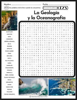 La Geolog A Y La Oceanograf A Sopa De Letras Geology Oceanography