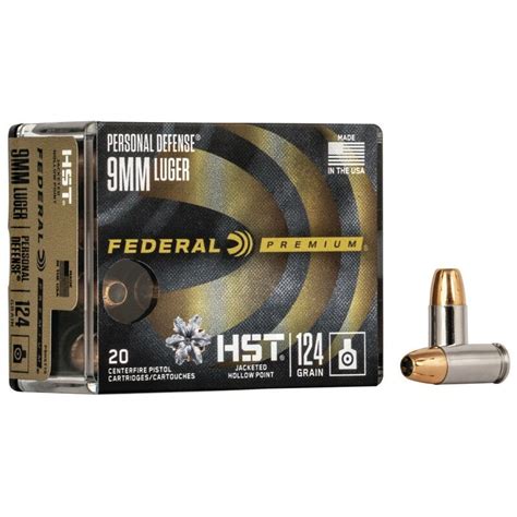 Střelivo Federal Personal Defense 9mm Luger 124GR HST JHP