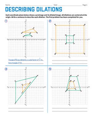 Describing Dilations Worksheet Education Worksheets Library