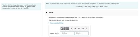 Solved When solutions of silver nitrate and sodium chloride | Chegg.com