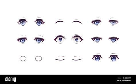 Anime manga expressions eyes set boy. Japanese cartoon style Stock ...