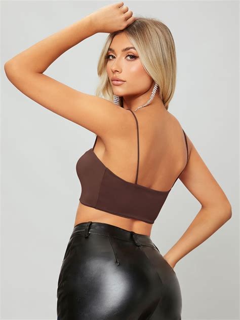 Shein Bae Solid Form Fitting Cropped Cami Top Shein Usa