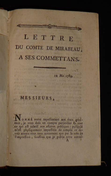 Lettres Du Comte De Mirabeau Ses Comettans By Mirabeau Reli