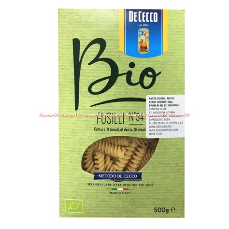 Jual De Cecco Bio Fusilli No 34 Pasta Fusili 177gr Metodo De Cecco