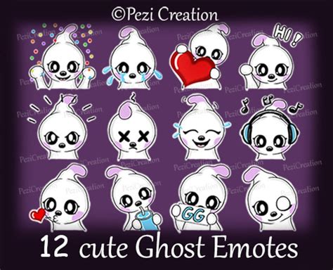 12 Cute Ghost Twitch Emotes Pack Emoji Etsy Uk