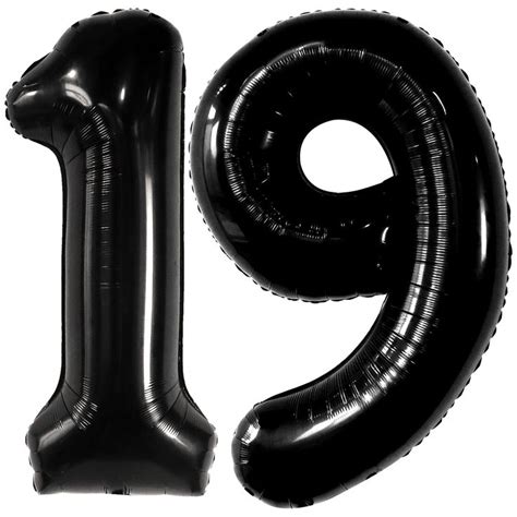 KatchOn Giant 19 Birthday Balloons Black 40 Inch 19 Balloons