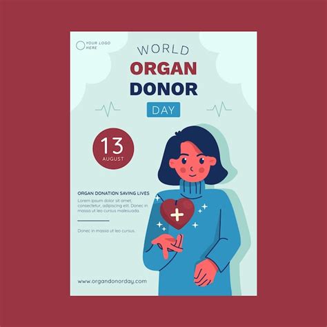 Free Vector Flat World Organ Donation Day Vertical Poster Template