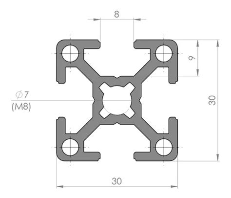 Kit Perfis Estrutural Alumínio 30x30 M8 Frete grátis