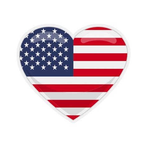 American Flag Heart Shaped Kiss Cut Stickers 3x3 Transparent