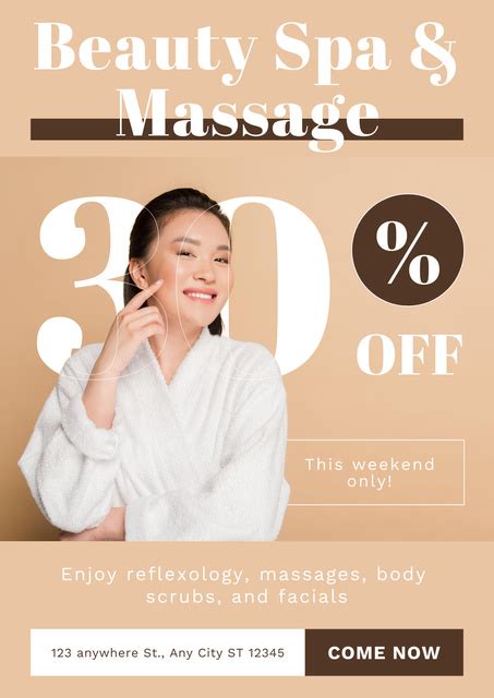 Spa And Massage Center Ad With Attractive Asian Woman Online Poster A2