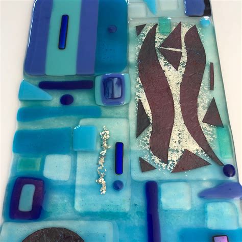 Fused Glass Blue Contemporary Art Pannel Cornish Fused Glass Etsy