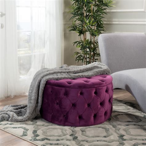 Maelyn New Velvet Ottoman Purple