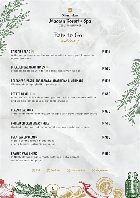 Menu At Cowrie Cove At Shangri La Mactan Cebu Restaurant Lapu Lapu City