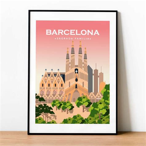 Affiche Barcelone Rose Imprim E Pr Te Encadrer Imprim Sur Du