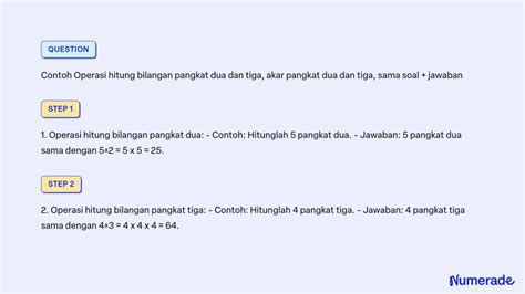 SOLVED Contoh Operasi Hitung Bilangan Pangkat Dua Dan Tiga Akar