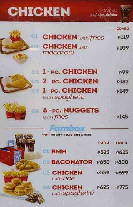 Menu At Wendy S Fast Food Makati Ayala Ave