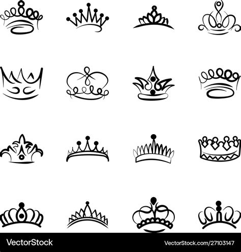 Royal crown drawing pack Royalty Free Vector Image