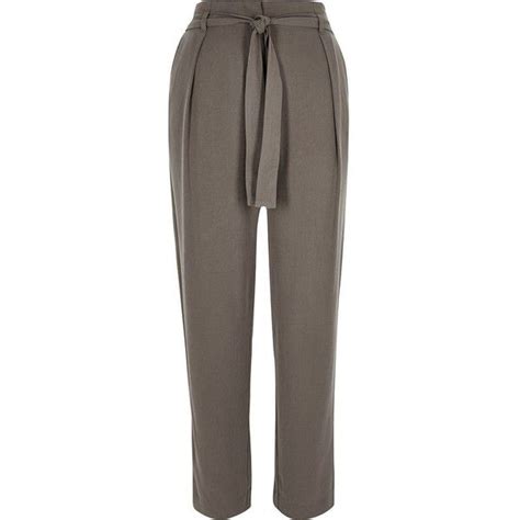 River Island Khaki Tapered Trousers