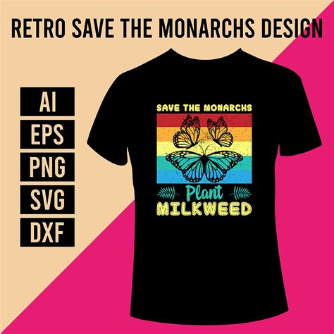 Retro Save The Monarchs T Shirt Design Masterbundles