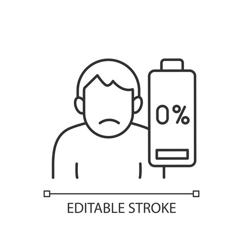 Vaccination effect linear icon. Drowsiness and fatigue. Mental burnout ...