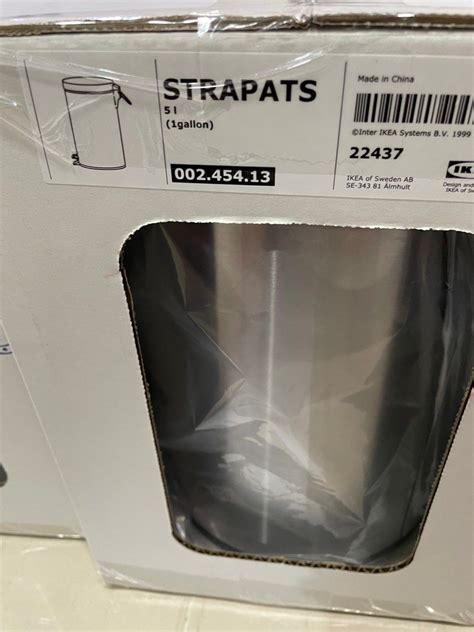 IKEA STRAPATS Pedal Bin Tong Sampah Stainless Steel 5L Furniture