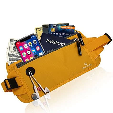 Pacasso Rfid Blocking Passport Holder Money Belt Hidden Travel Belt Card Belt Card Wallet