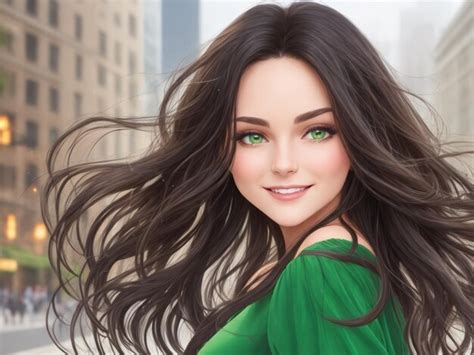 Premium Ai Image Beautiful Woman With Black Hair And Blue Eyes