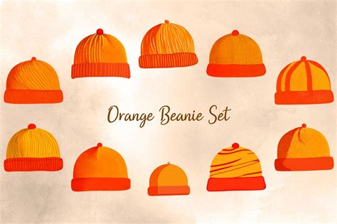 Orange Beanie Set Graphic by The Creative Castle · Creative Fabrica