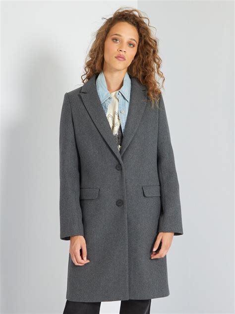 Manteau Uni En Lainage Gris Kiabi 40 00