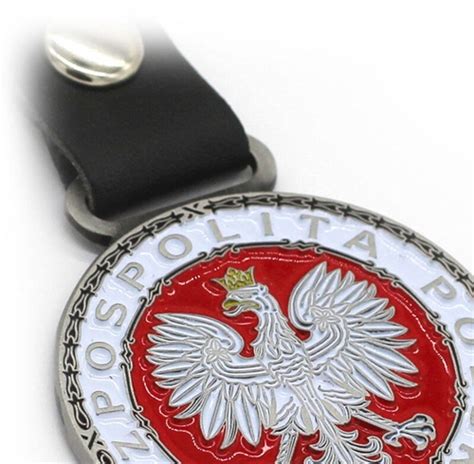 Polish Eagle Coat Of Arms Leather Key Chain - Polish Art Center