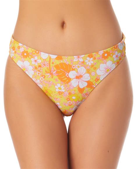 Msrp California Waves Juniors Printed Bikini Bottoms Yellow Size