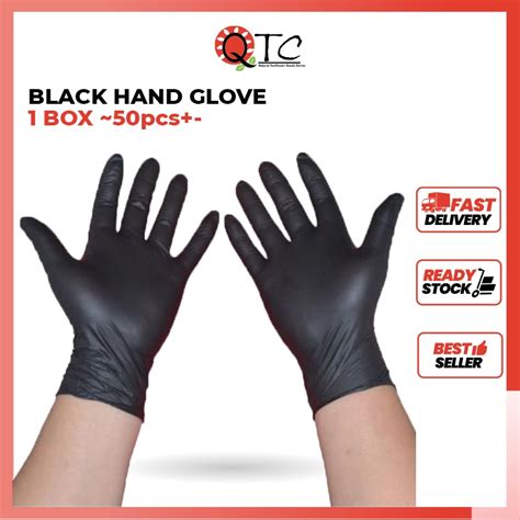 Black Hand Glove Box Pcs Disposable Glove Rubber Glove Sarung