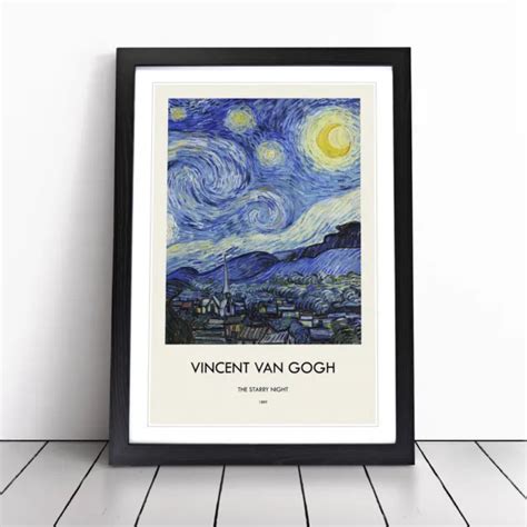 The Starry Night Print By Vincent Van Gogh Framed Wall Art Print Poster