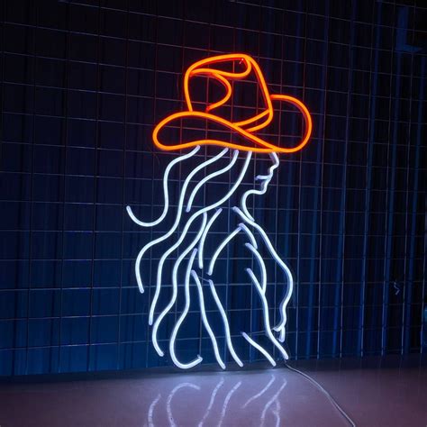 Glowneon Cowgirl Art Led Light Decor Western Wall Art Neon Sign