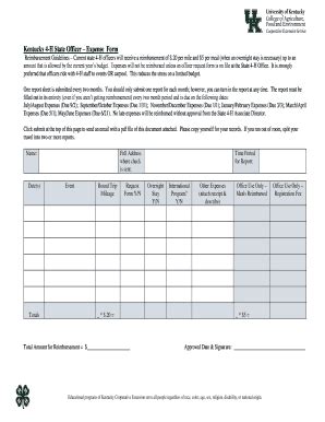 Fillable Online Reimbursement Guidelines Current State 4 H Officers