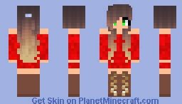 A girl with a red dress and boots Minecraft Skin