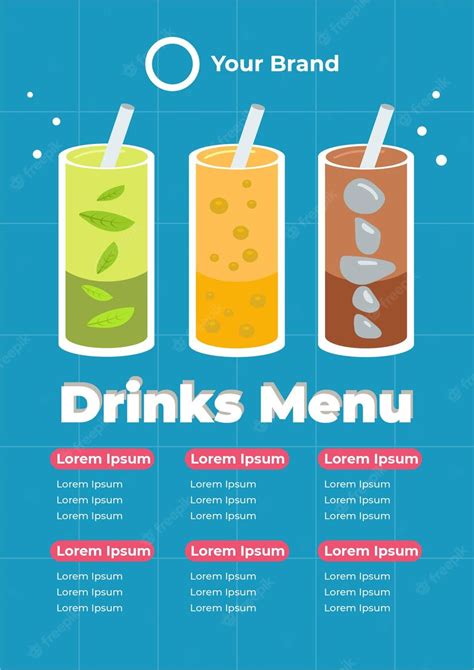 Premium Vector | Drinks menu template