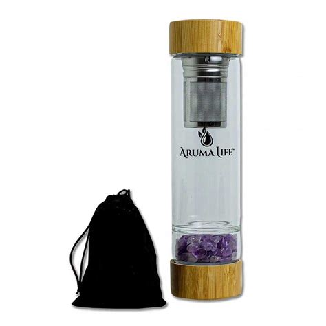 Crystal Water Bottle With Amethyst Rose Quartz Aruma Life